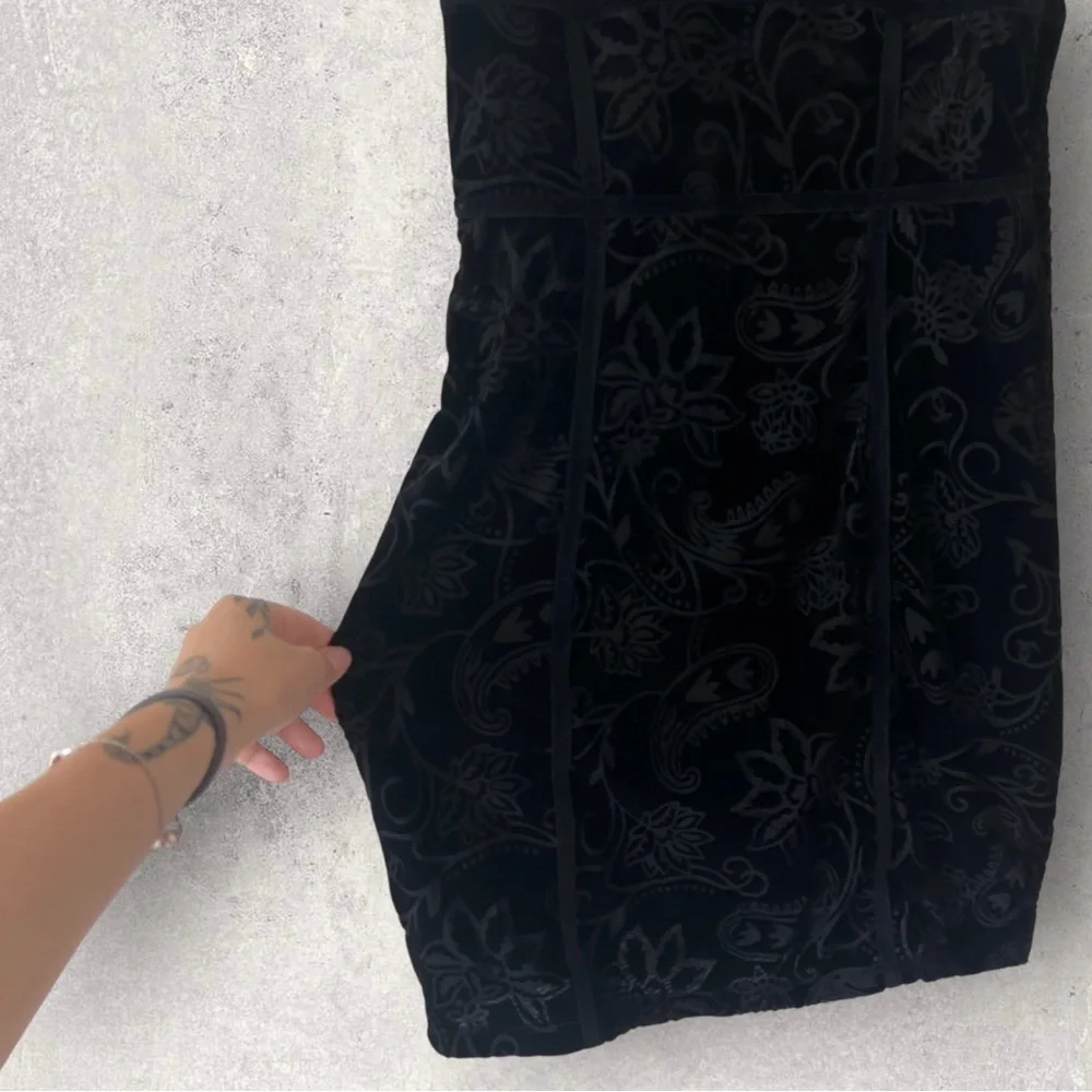 Intimately by Free People Black Velvet Burnout Babe Mini Dress Size M